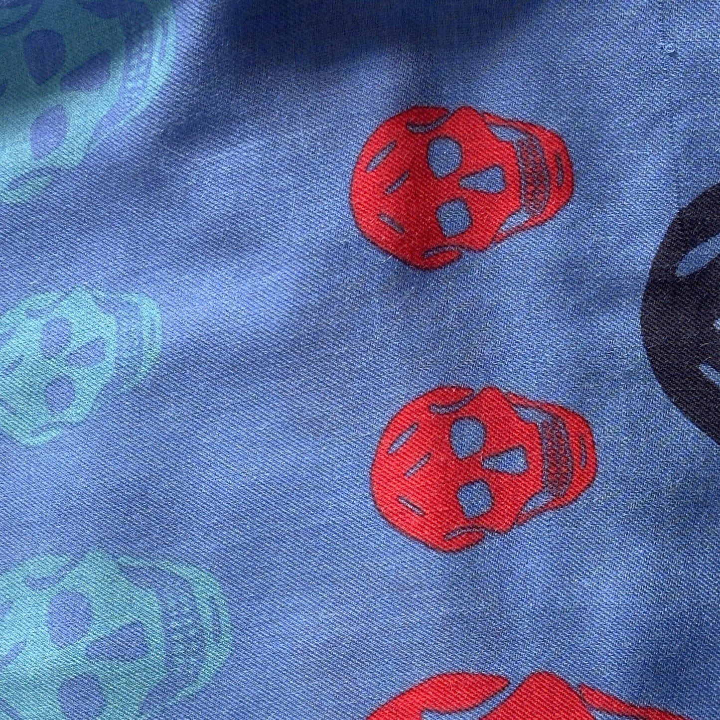 Alexander McQueen Red White And Blue Skull Scarf