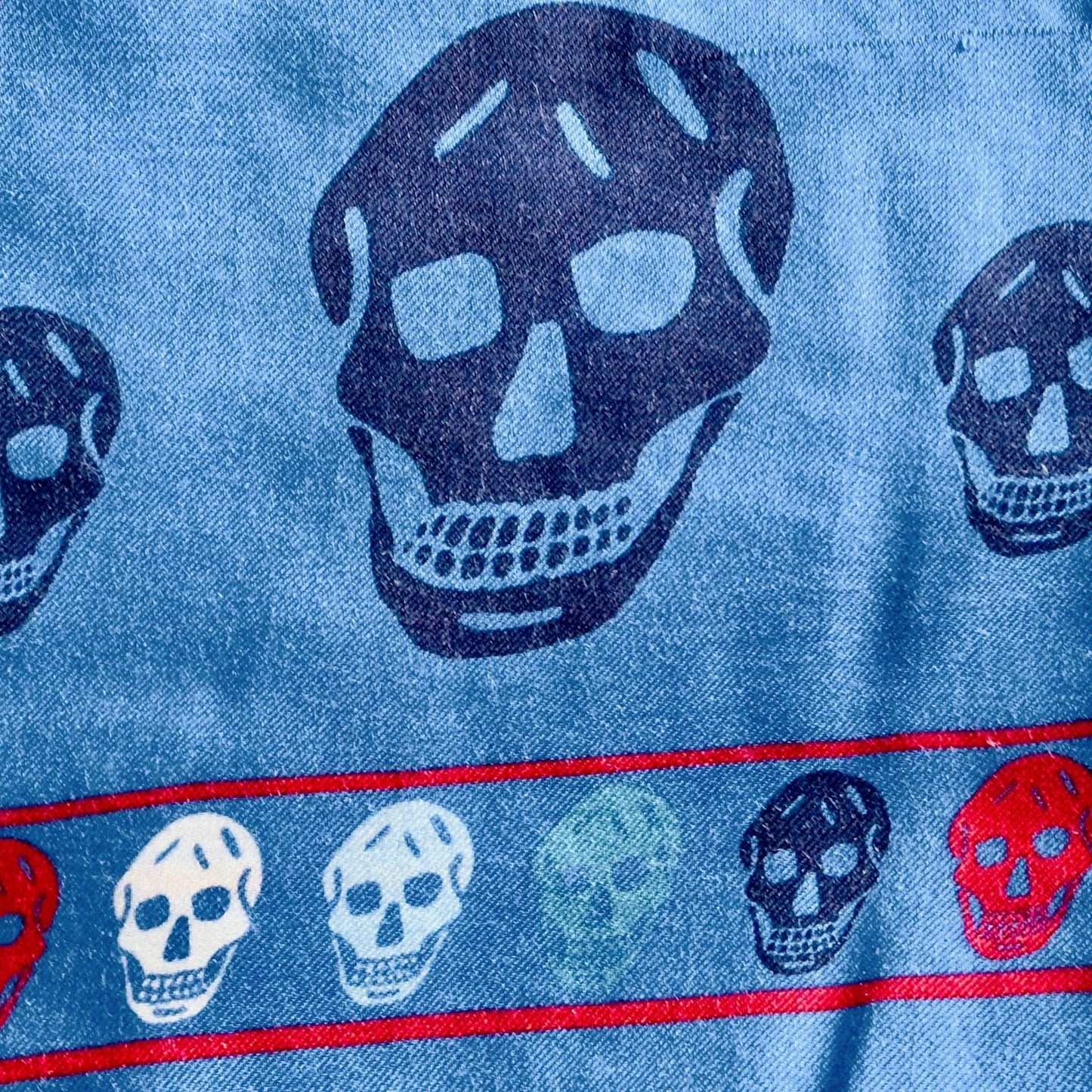 Alexander McQueen Red White And Blue Skull Scarf