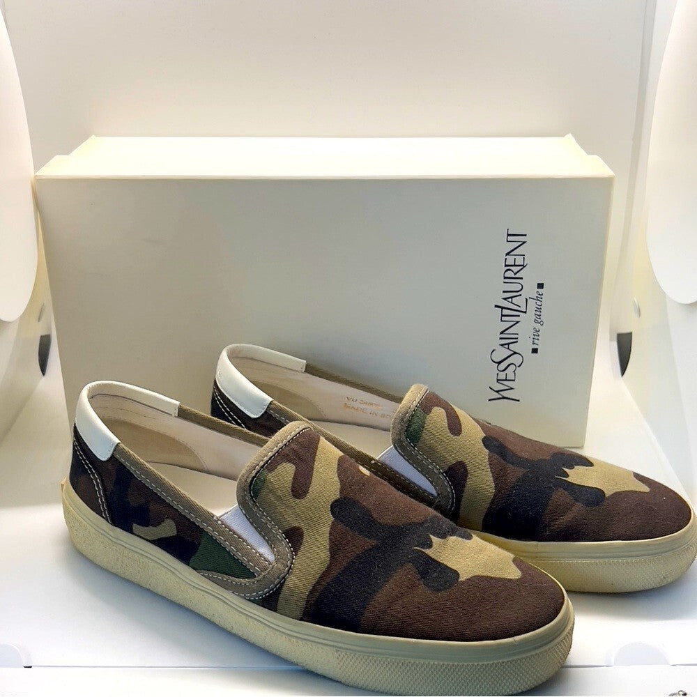 SAINT LAURENT Camo Sneakers, 38.5 NWOT