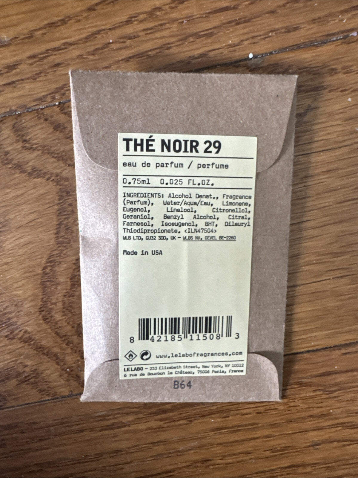 Le Labo The Noir 29 Eau de Parfum EDP Sample Vial .025oz, .75ml New in Pouch