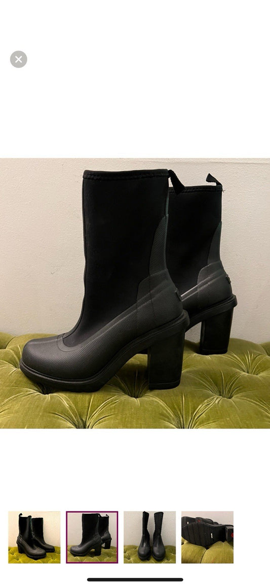 Hunter Boots RARE heeled Neoprene Boot, 8 ½