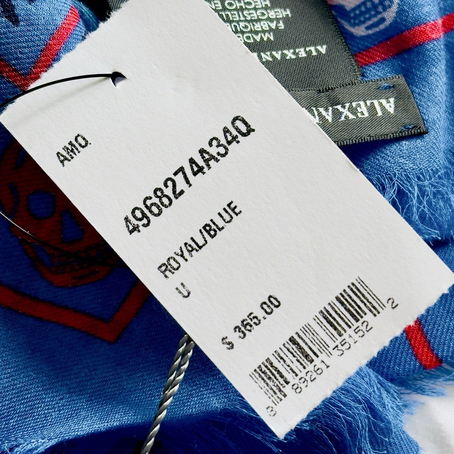Alexander McQueen Red White And Blue Skull Scarf