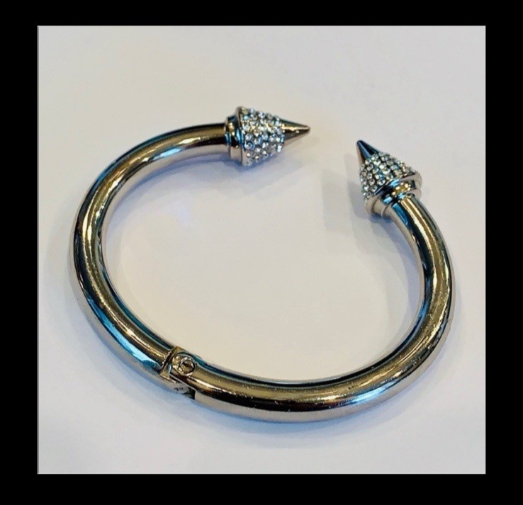 Vita Fede, Stamped Silver Titan crystal Bracelet with Crystal