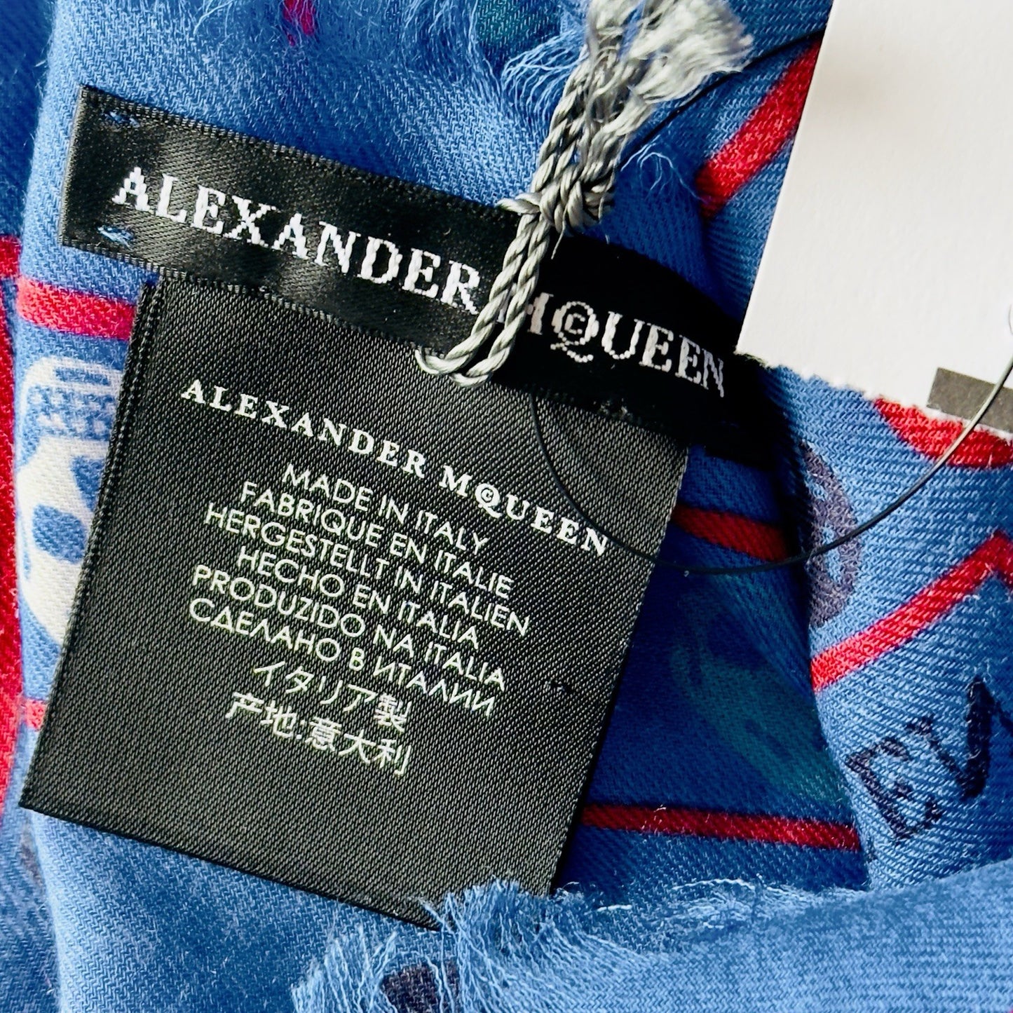 Alexander McQueen Red White And Blue Skull Scarf