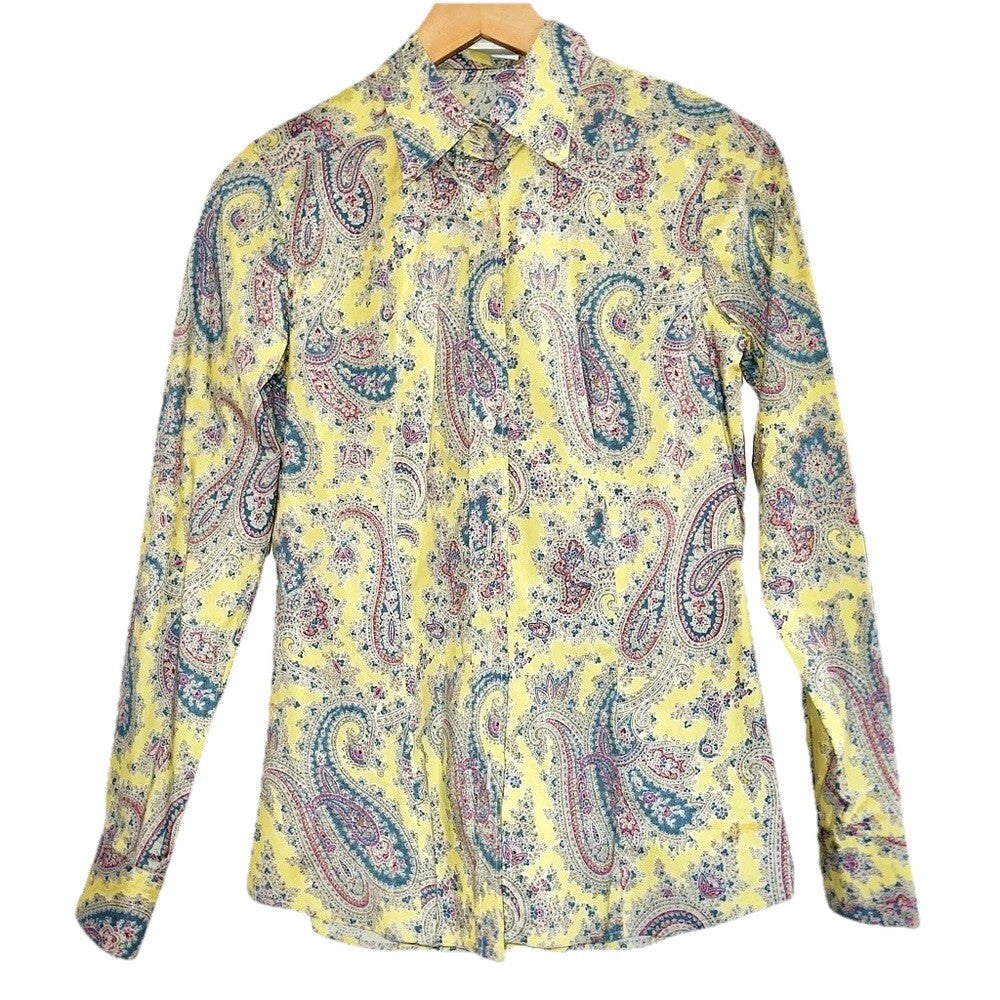 ETRO Yellow Paisley Blouse, 42 vintage