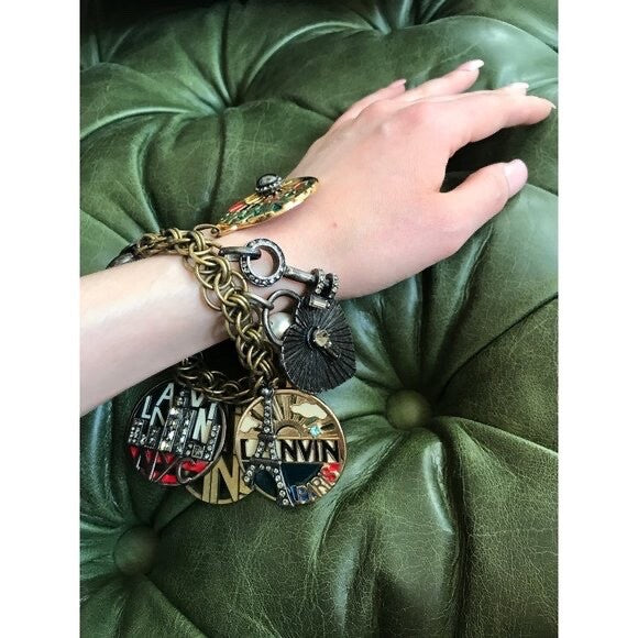 Lanvin Gold Swarovski crystal charm bracelet