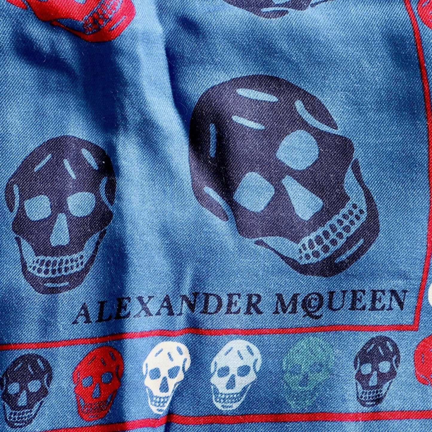 Alexander McQueen Red White And Blue Skull Scarf