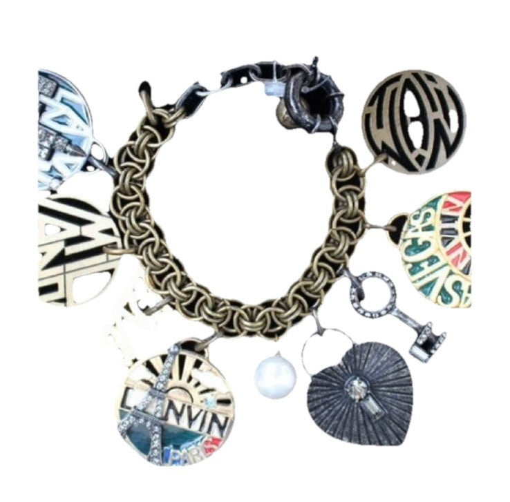 NEW IN BOX LANVIN PARIS Charm Bracelet, LAS VEGAS PARIS NYC MILANO