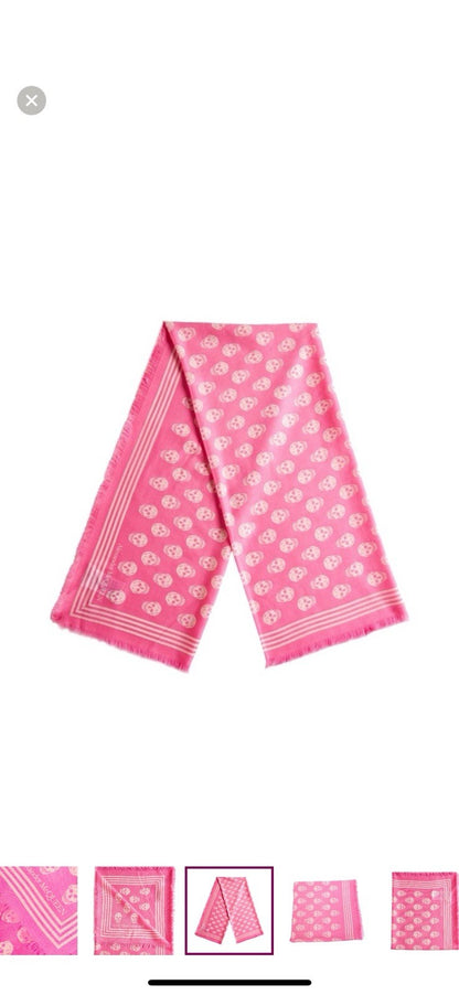 Alexander McQueen Pink Skull Scarf 