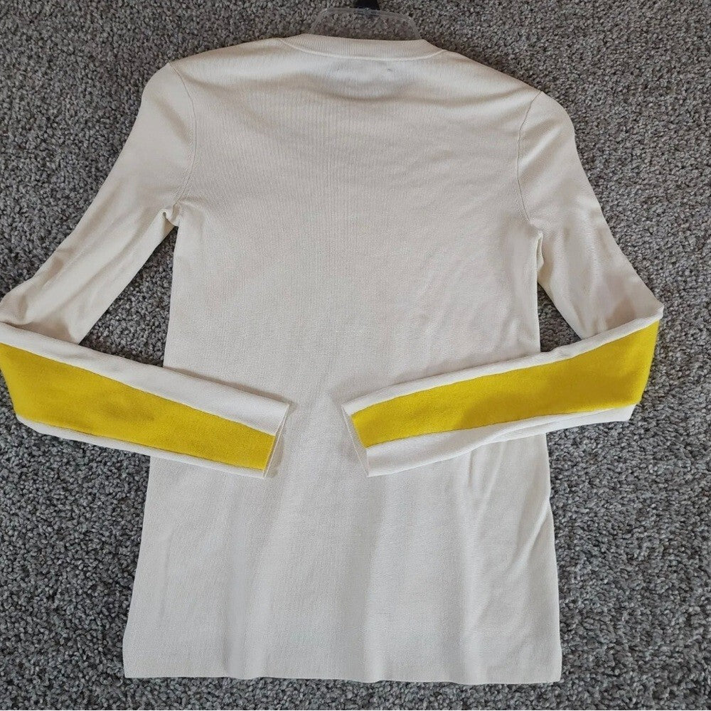 Rag & Bone Yellow White Merino Wool Sweater, S/P