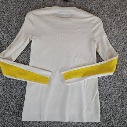 Rag & Bone Yellow White Merino Wool Sweater, S/P