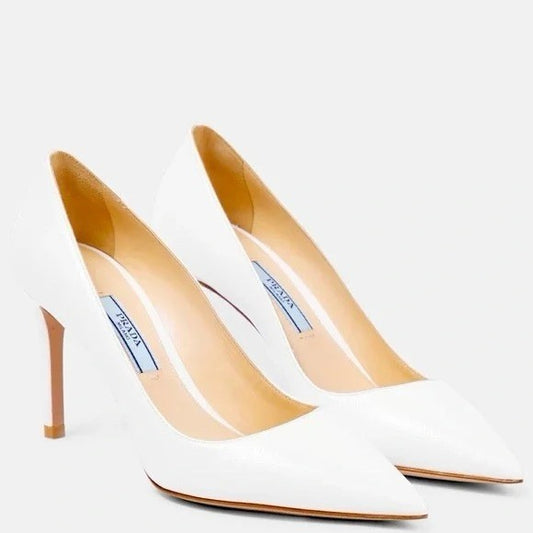 Prada White Patent Leather Pumps, 37 ½