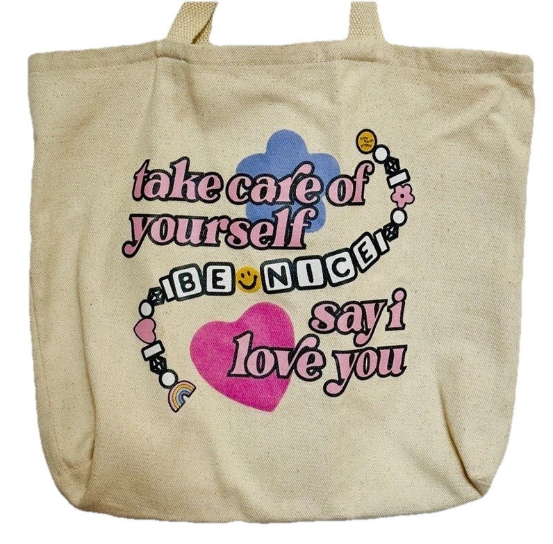LWP AMBASSADOR Carry all Beige Canvas Tote Bag with Inspirational Print