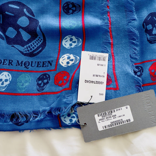 Alexander McQueen Red White And Blue Skull Scarf