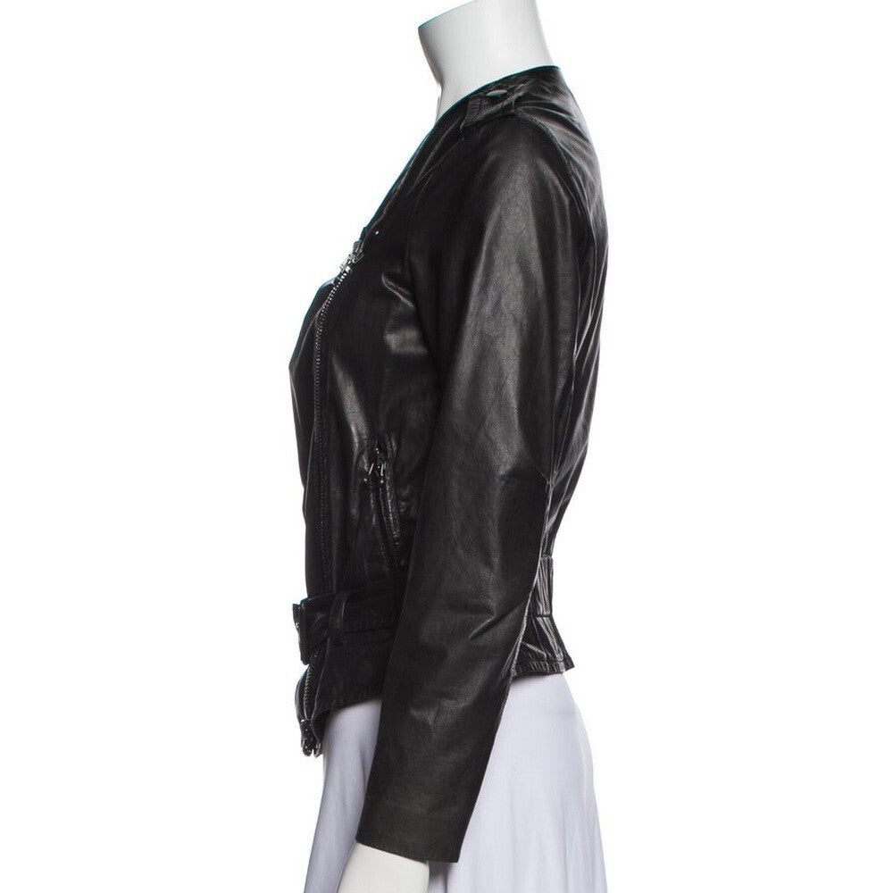 3.1 Phillip Lim Leather BikerJacket, black, 0