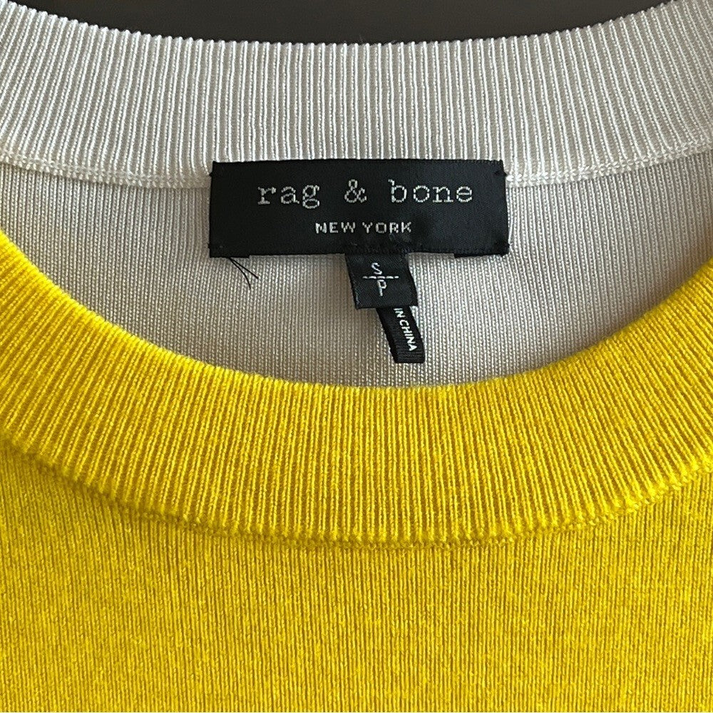 Rag & Bone Yellow White Merino Wool Sweater, S/P