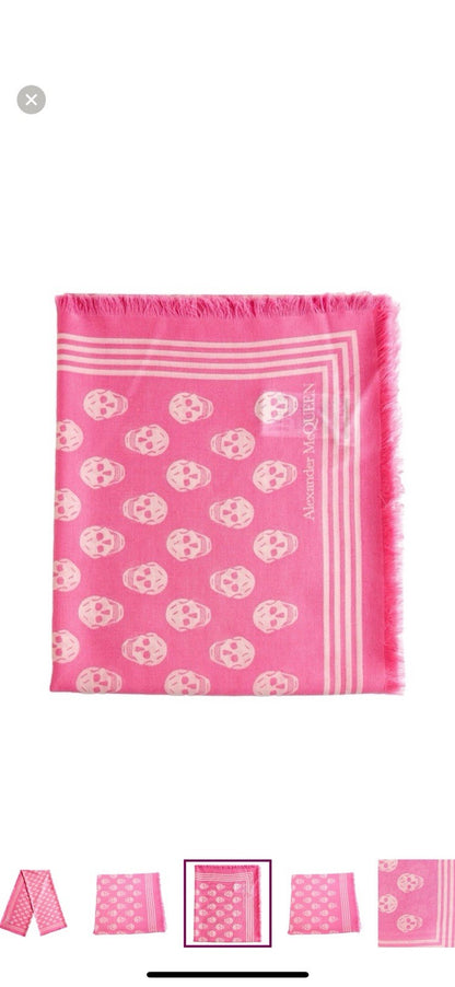 Alexander McQueen Pink Skull Scarf 