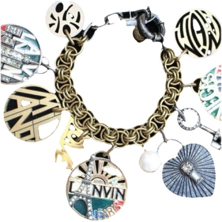 NEW IN BOX LANVIN PARIS Charm Bracelet, LAS VEGAS PARIS NYC MILANO