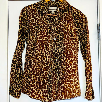 J. Crew Animal Print Blouse, 0/XS EUC