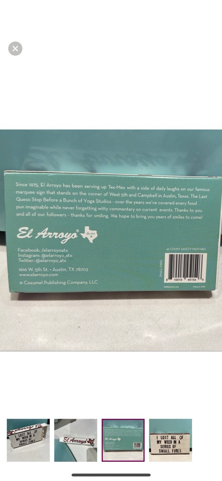 El Arroyo’s Matchbook “I Lost My Weed In A Series Of Small Fires”