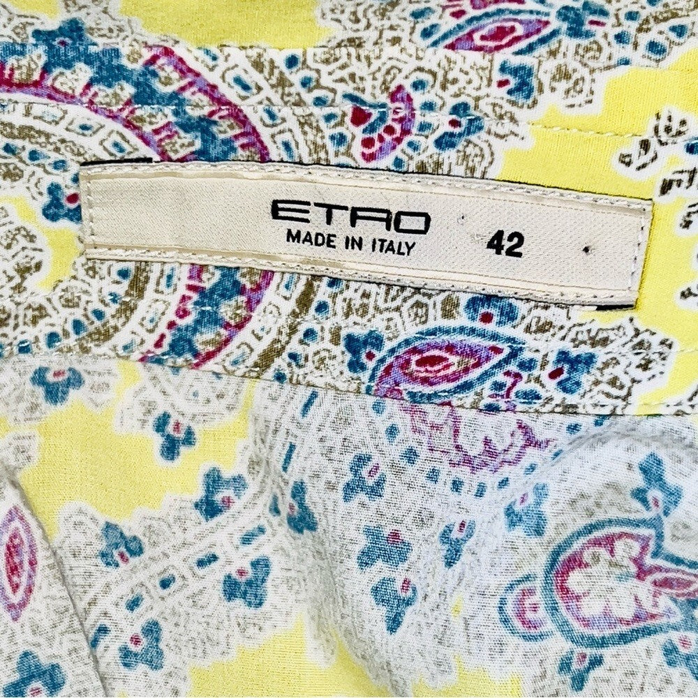 ETRO Yellow Paisley Blouse, 42 vintage