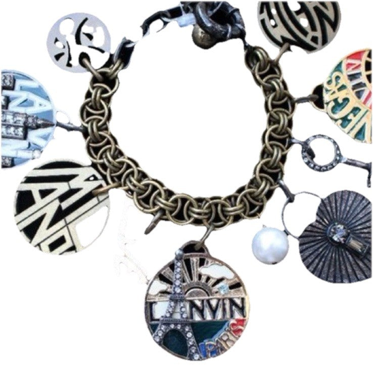 NEW IN BOX LANVIN PARIS Charm Bracelet, LAS VEGAS PARIS NYC MILANO