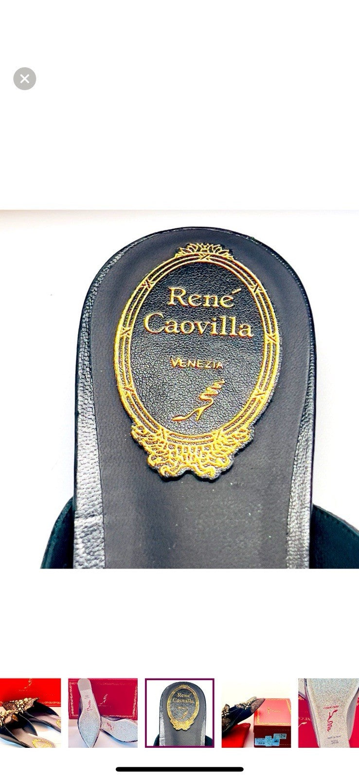 Rene Caovilla Ballerina Black Lace Lamb Mules size 9.5 NWT