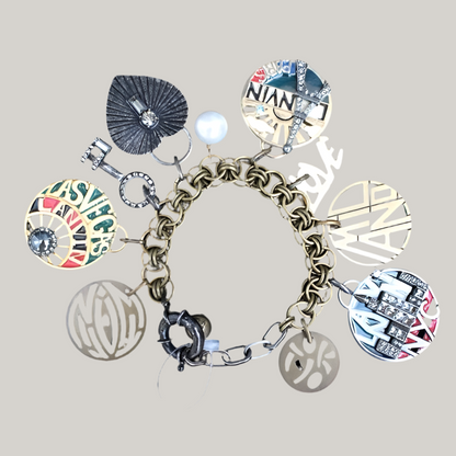 Lanvin Gold Swarovski crystal charm bracelet